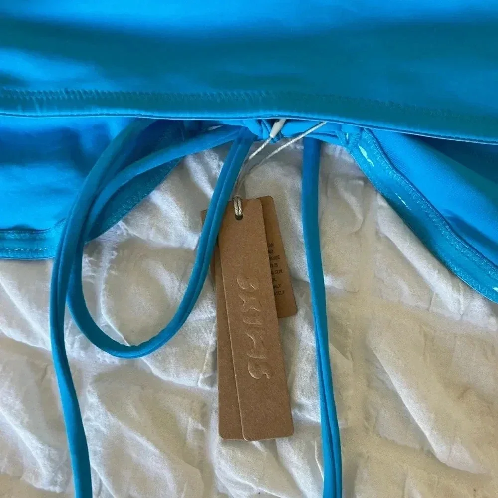 Skims blue swim sport bikini top